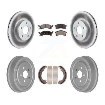 Front Rear Coated Disc Brake Rotors Ceramic Pads And Drum Kit For Chevrolet Cavalier KGT-102550