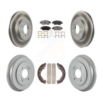 Front Rear Coated Disc Brake Rotors Ceramic Pads And Drum Kit For Honda Fit KGT-102554