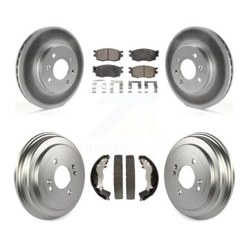 Front Rear Coated Disc Brake Rotor Ceramic Pad & Drum Kit For Hyundai Accent Kia Rio Rio5 KGT-102557