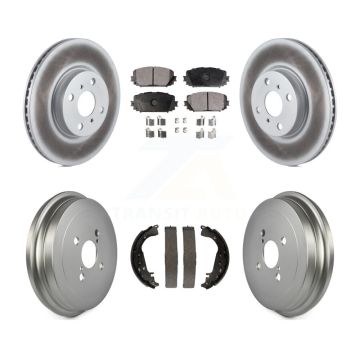 Front Rear Coated Disc Brake Rotor Ceramic Pad And Drum Kit For 2012-2013 Toyota Yaris SE KGT-102562