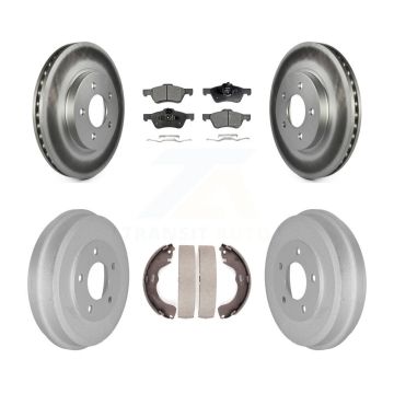 Front Rear Coated Brake Rotors Ceramic Pad Drum Kit For Ford Escape Mazda Tribute Mercury KGT-102564