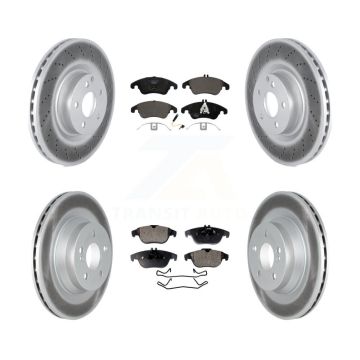 Front Rear Coated Disc Brake Rotor Ceramic Pad Kit For 2010-2011 Mercedes-Benz E550 Coupe KGT-102624