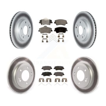 Front Rear Coated Disc Brake Rotors And Ceramic Pads Kit For Kia Niro Hyundai Ioniq KGT-102747