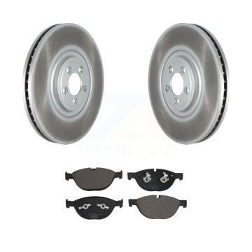 Front Coated Disc Brake Rotor & Ceramic Pad Kit For Jaguar XF XJ XKR XFR XJR XJR575 XFR-S KGT-102830