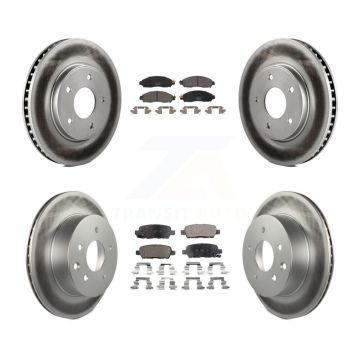 Front Rear Coated Brake Rotor & Ceramic Pad Kit For Nissan LEAF With Manual Parking KGT-102843