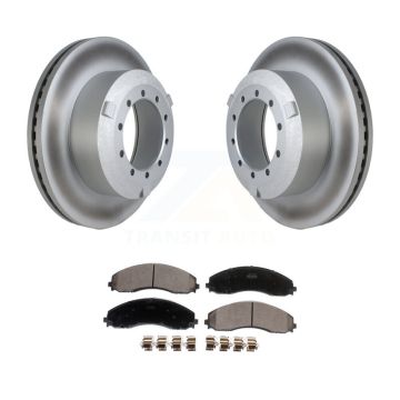 Rear Coated Disc Brake Rotors And Ceramic Pads Kit For Ford F-450 Super Duty F-550 F-600 KGT-102862