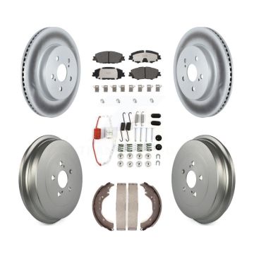Front Rear Coat Disc Brake Rotors Ceramic Pad Drum Kit (7Pc) For 2019 Toyota Corolla 2.0L KGT-102918