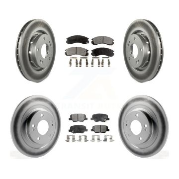 Front Rear Coated Disc Brake Rotors And Ceramic Pads Kit For Mitsubishi Outlander PHEV KGT-102921