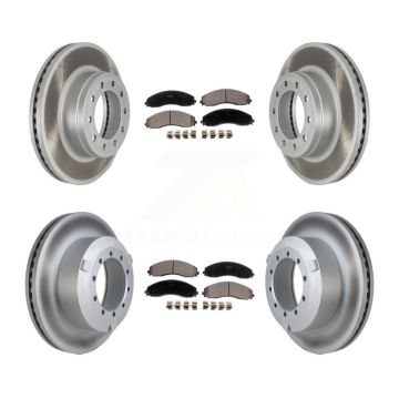 Front Rear Coated Disc Brake Rotors Ceramic Pad Kit For Ford F-450 Super Duty F-550 F-600 KGT-102948