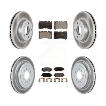 Front Rear Coated Disc Brake Rotors And Ceramic Pads Kit For 2019 Cadillac ATS Base KGT-102953