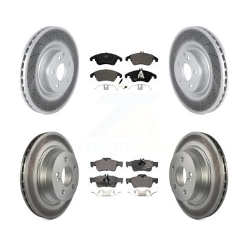 Front Rear Coated Disc Brake Rotor Ceramic Pad Kit For 2015-2016 Mercedes-Benz E400 Sedan KGT-102957