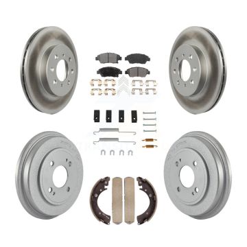 Front Rear Coat Brake Rotors Ceramic Pad Drum Kit (7Pc) For Honda Civic With 4 Lug Wheels KGT-102977