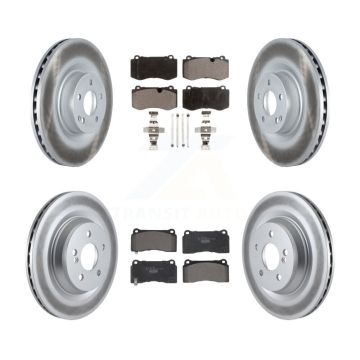 Front Rear Coated Disc Brake Rotors And Ceramic Pad Kit For 2011-2014 Mercedes-Benz CL550 KGT-102998