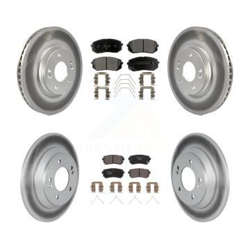 Front Rear Coated Brake Rotors Ceramic Pad Kit For Hyundai Kona Ultimate Limited with FWD KGT-103015