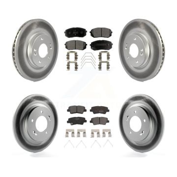Front Rear Coated Disc Brake Rotors And Ceramic Pads Kit For Hyundai Elantra GT KGT-103097