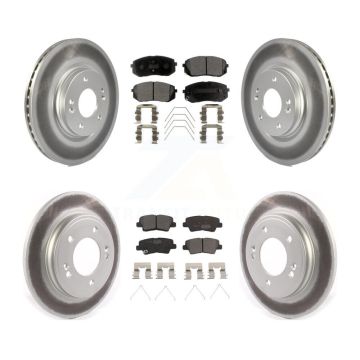 Front Rear Coated Disc Brake Rotors And Ceramic Pads Kit For Kia Forte Hyundai Veloster KGT-103098