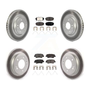 Front Rear Coated Disc Brake Rotors And Ceramic Pads Kit For 2020 Kia Forte 1.6L KGT-103107