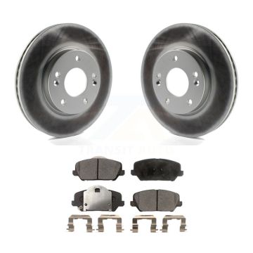 Front Coated Brake Rotor Ceramic Pad Kit For 2014 Kia Forte LX Without 15" Factory Wheels KGT-103115