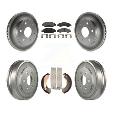 Front Rear Coat Brake Rotors Ceramic Pad Drum Kit For 07 GMC Sierra 1500 Disc rear brakes KGT-103124