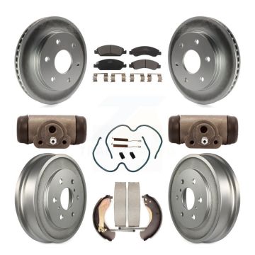 Front Rear Coated Disc Brake Rotors Ceramic Pads And Drum Kit (9Pc) For GMC Sierra 1500 KGT-103125