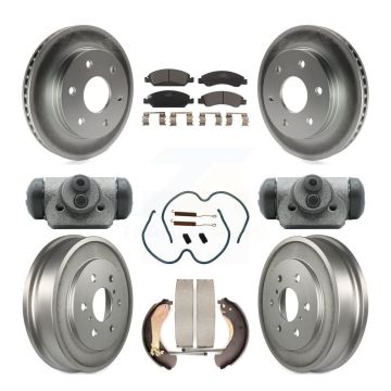 Front Rear Coated Disc Brake Rotors Ceramic Pads And Drum Kit (9Pc) For GMC Sierra 1500 KGT-103126