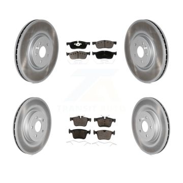 Front Rear Coated Disc Brake Rotors And Ceramic Pads Kit For 2019 Jaguar XF DIESEL engine KGT-103186