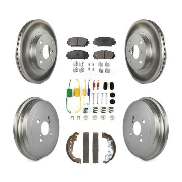 Front Rear Coated Disc Brake Rotors Ceramic Pads And Drum Kit (7Pc) For Toyota Yaris KGT-103198