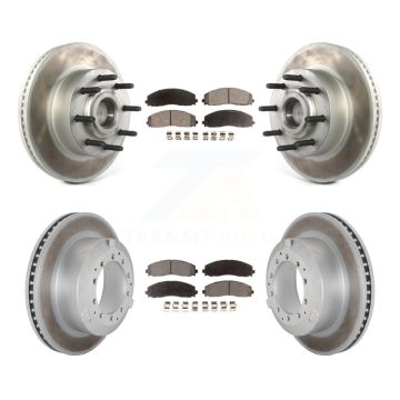 Front Rear Coated Disc Brake Rotors And Ceramic Pads Kit For Ford F-350 Super Duty KGT-103201