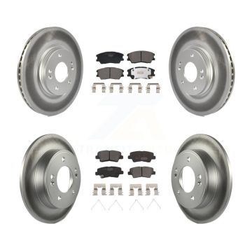 Front Rear Coated Disc Brake Rotors And Ceramic Pads Kit For Kia Soul KGT-103208
