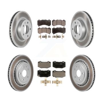 Front Rear Coated Disc Brake Rotors And Ceramic Pads Kit For 2017 Cadillac ATS V KGT-103211