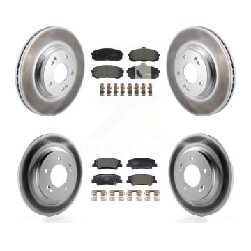 Front Rear Coated Disc Brake Rotors And Ceramic Pads Kit For Hyundai Sonata Kia K5 KGT-103223