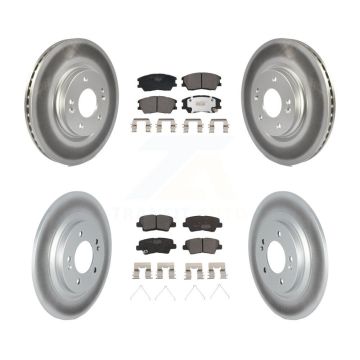 Front Rear Coated Disc Brake Rotors And Ceramic Pads Kit For 2020-2023 Kia Soul EV KGT-103237