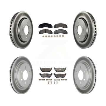 Front Rear Coated Brake Rotor Ceramic Pad Kit For Ford F-150 Expedition Lincoln Navigator KGT-103239