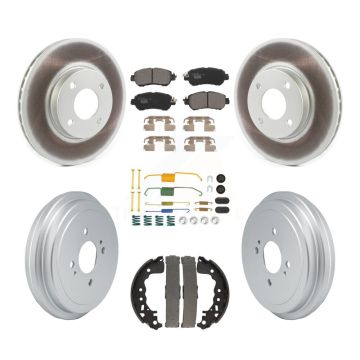 Front Rear Coated Disc Brake Rotors Ceramic Pad And Drum Kit (7Pc) For Nissan Kicks Versa KGT-103292