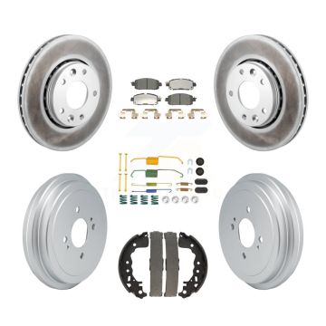 Front Rear Coated Disc Brake Rotors Ceramic Pads And Drum Kit (7Pc) For Nissan Kicks KGT-103293