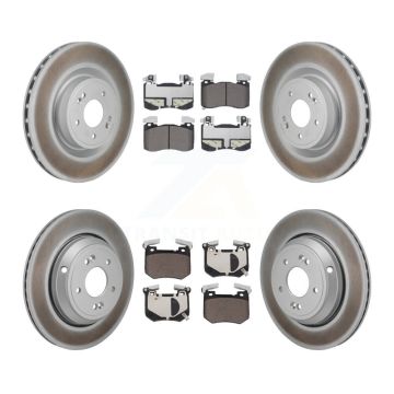 Front Rear Coated Disc Brake Rotors And Ceramic Pads Kit For 2022 Genesis G70 3.3L KGT-103316