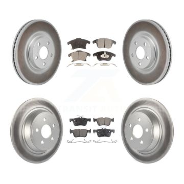 Front Rear Coated Disc Brake Rotors And Ceramic Pads Kit For 2017-2020 Lincoln MKZ 2.0L KGT-103322