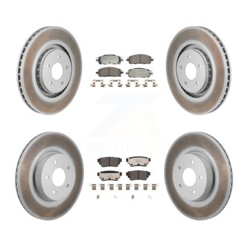 Front Rear Coated Brake Rotors Ceramic Pad Kit For Mitsubishi Outlander Nissan Pathfinder KGT-103373