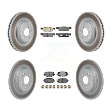 Front Rear Coated Disc Brake Rotors And Ceramic Pads Kit For 2022-2023 Acura MDX 3.5L KGT-103376