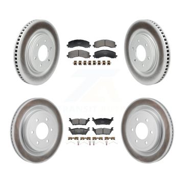 Front Rear Coated Disc Brake Rotor And Ceramic Pad Kit For 2022-2023 Ford F-150 Lightning KGT-103377