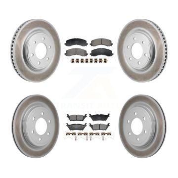 Front Rear Coated Disc Brake Rotors Ceramic Pad Kit For Ford Expedition Lincoln Navigator KGT-103378