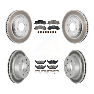 Front Rear Coated Disc Brake Rotors And Ceramic Pads Kit For 2022-2023 Ford Bronco 3.0L KGT-103379