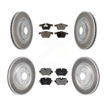 Front Rear Coated Disc Brake Rotors And Ceramic Pads Kit For Jaguar XJ KGT-103407