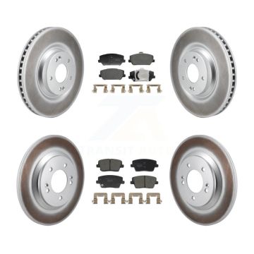 Front Rear Coated Disc Brake Rotors And Ceramic Pads Kit For Hyundai Veloster N KGT-103422