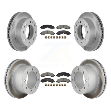 Front Rear Coated Brake Rotors Ceramic Pad Kit For GMC Sierra 3500 HD Chevrolet Silverado KGT-103424