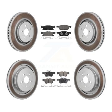 Front Rear Coat Brake Rotors Ceramic Pad Kit For 2019 Ford Edge With Red Painted Calipers KGT-103428