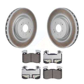 Front Coated Disc Brake Rotors And Ceramic Pads Kit For Genesis G70 Kia Stinger KGT-103498