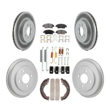 Front Rear Coated Disc Brake Rotor Ceramic Pad And Drum Kit (7Pc) For 2015-2020 Honda Fit KGT-103578
