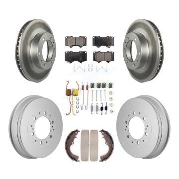 Front Rear Coated Disc Brake Rotors Ceramic Pads And Drum Kit (7Pc) For Toyota Tacoma KGT-103579