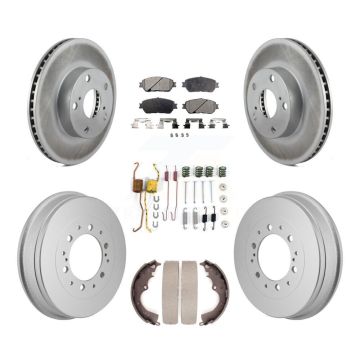 Front Rear Coated Disc Brake Rotors Ceramic Pad Drum Kit (7Pc) For 2015 Toyota Tacoma 4WD KGT-103580